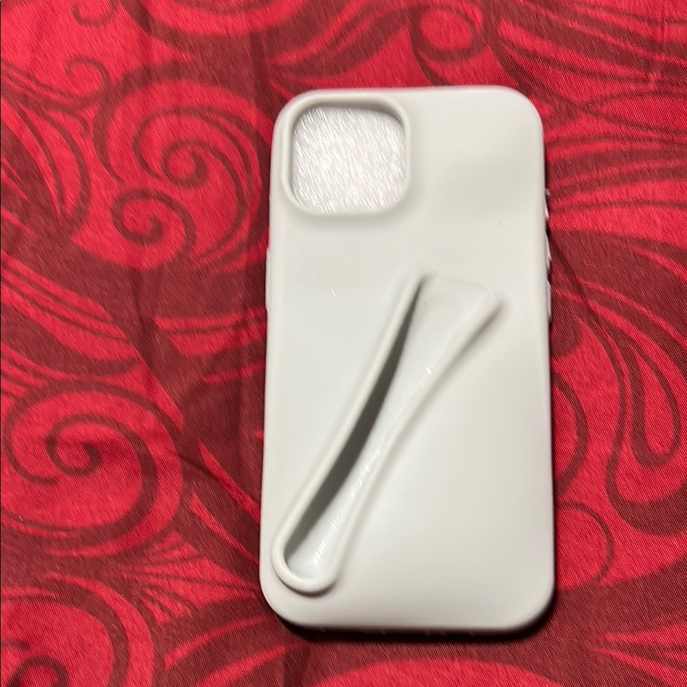 White Minimalist Phone Case with Stylus Holder for iPhone 14